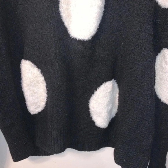 Alice + Olivia Gleeson Polka-dot Boxy Long-sleeve Pullover Sweater Wool Black M - Picture 16 of 16
